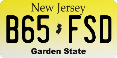 NJ license plate B65FSD