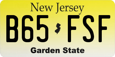 NJ license plate B65FSF