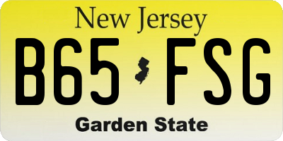 NJ license plate B65FSG