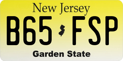 NJ license plate B65FSP