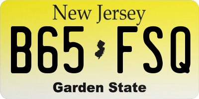 NJ license plate B65FSQ