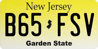 NJ license plate B65FSV