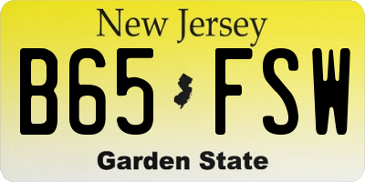 NJ license plate B65FSW
