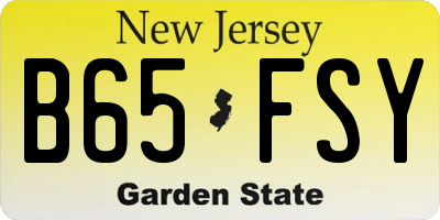 NJ license plate B65FSY