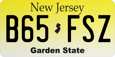 NJ license plate B65FSZ