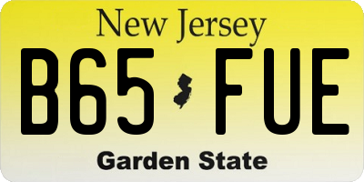 NJ license plate B65FUE