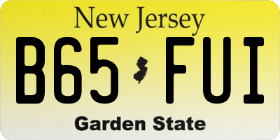 NJ license plate B65FUI