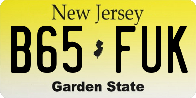 NJ license plate B65FUK