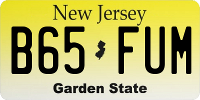 NJ license plate B65FUM