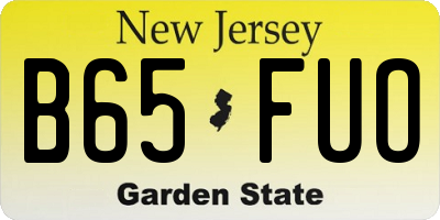 NJ license plate B65FUO