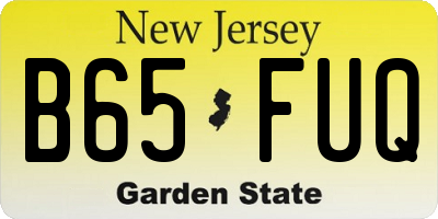 NJ license plate B65FUQ