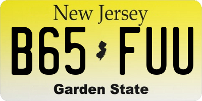 NJ license plate B65FUU