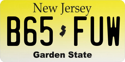 NJ license plate B65FUW