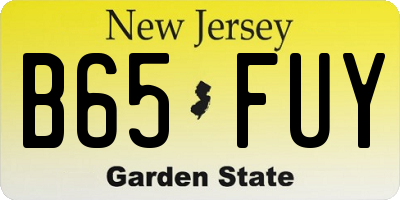 NJ license plate B65FUY
