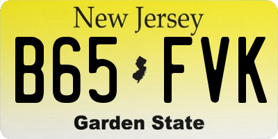 NJ license plate B65FVK