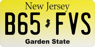 NJ license plate B65FVS