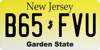 NJ license plate B65FVU