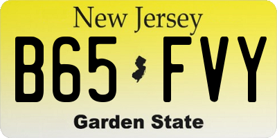 NJ license plate B65FVY