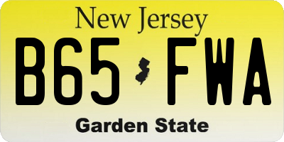 NJ license plate B65FWA
