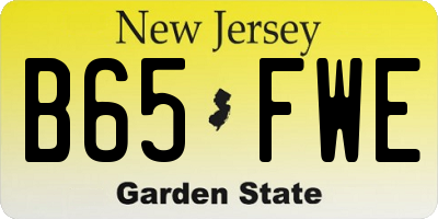 NJ license plate B65FWE
