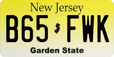 NJ license plate B65FWK