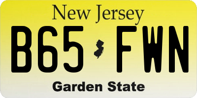 NJ license plate B65FWN