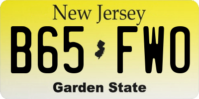 NJ license plate B65FWO