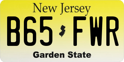 NJ license plate B65FWR