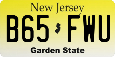 NJ license plate B65FWU