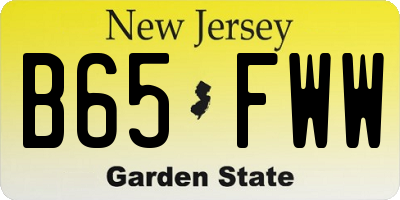 NJ license plate B65FWW