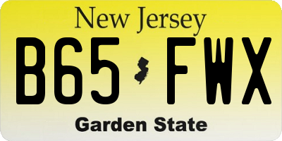NJ license plate B65FWX