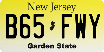 NJ license plate B65FWY