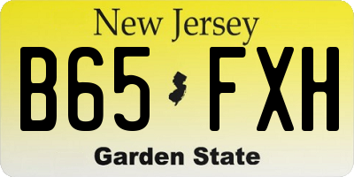 NJ license plate B65FXH