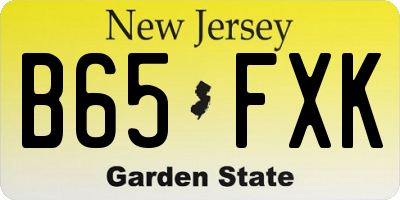 NJ license plate B65FXK