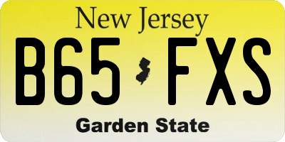 NJ license plate B65FXS