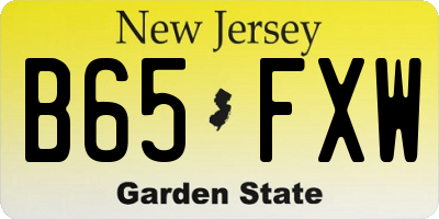 NJ license plate B65FXW