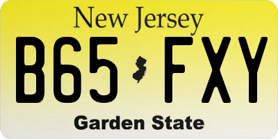 NJ license plate B65FXY