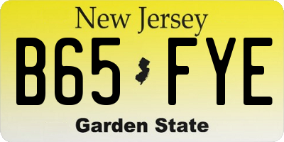 NJ license plate B65FYE