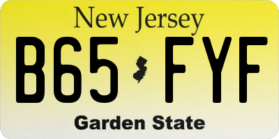 NJ license plate B65FYF