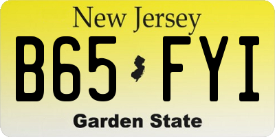 NJ license plate B65FYI