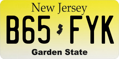 NJ license plate B65FYK