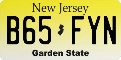 NJ license plate B65FYN
