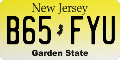 NJ license plate B65FYU