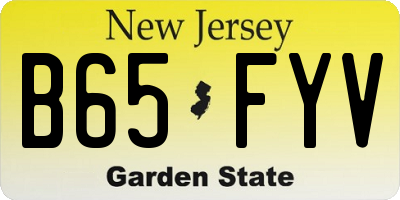 NJ license plate B65FYV