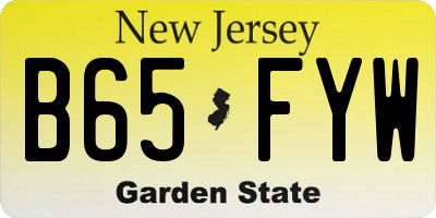 NJ license plate B65FYW