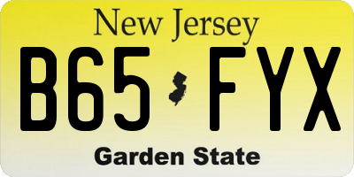 NJ license plate B65FYX