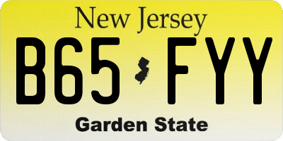 NJ license plate B65FYY