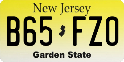NJ license plate B65FZO