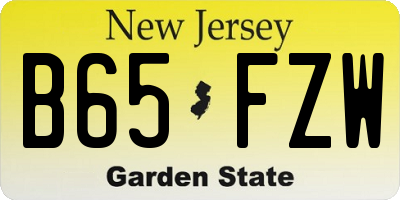 NJ license plate B65FZW
