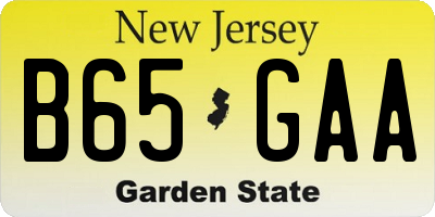 NJ license plate B65GAA